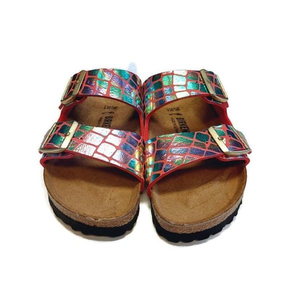 Birkenstock Arizona BS Sandals Womens Size 8 - 8.5 NARROW Gator Gleam Raspberry - Picture 7 of 10